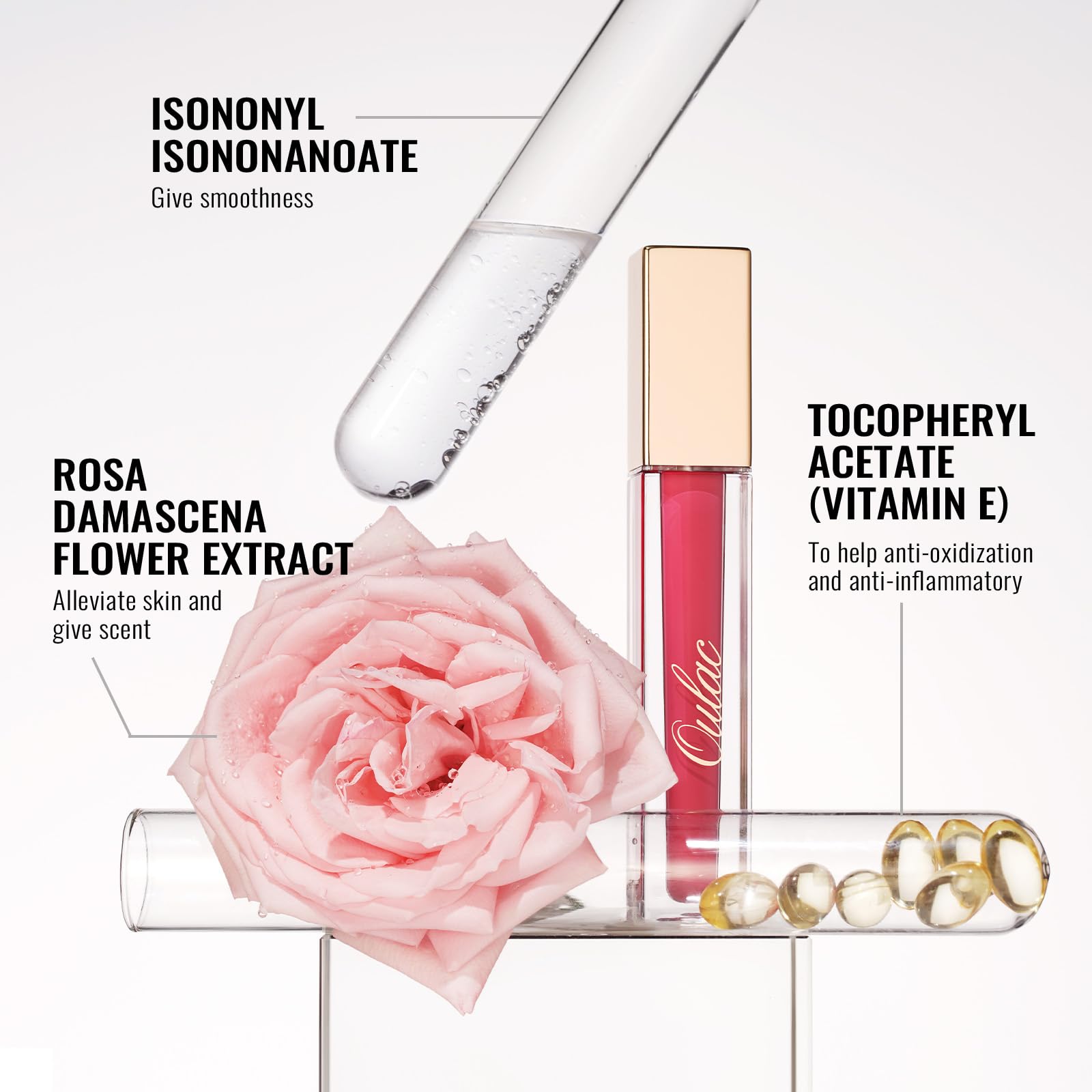 Oulac tube beside a coin to show actual product size and portability