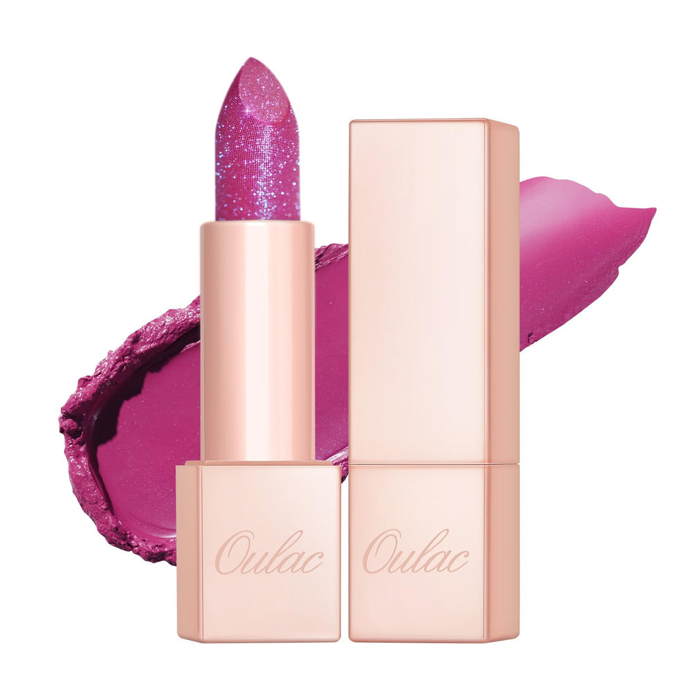 Oulac swatch on arm showing buildable purple tint and true-color benefit