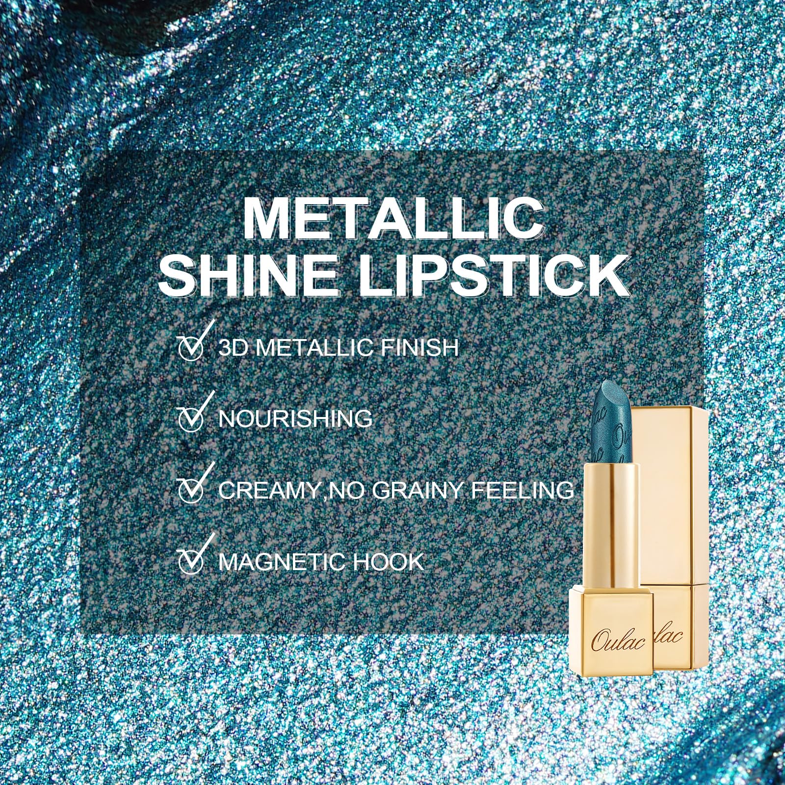 Oulac closed lipstick with magnetic lid showing secure, elegant storage