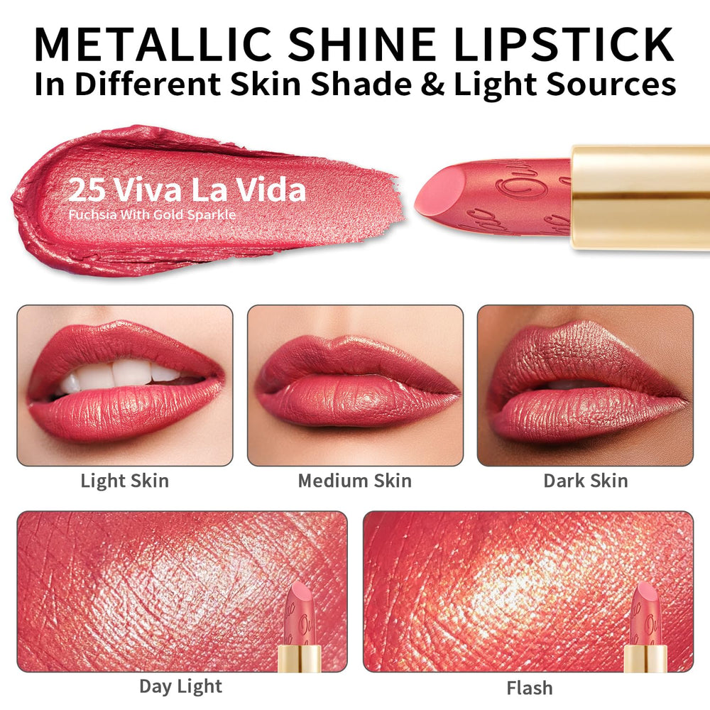 Oulac Viva La Vida swatch on skin showing buildable metallic shine benefit