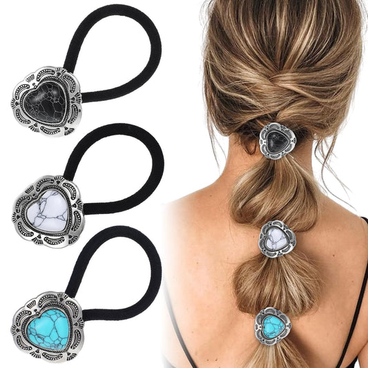 Ouligay front view showing three ponytail holders and packaging, stylish & practical