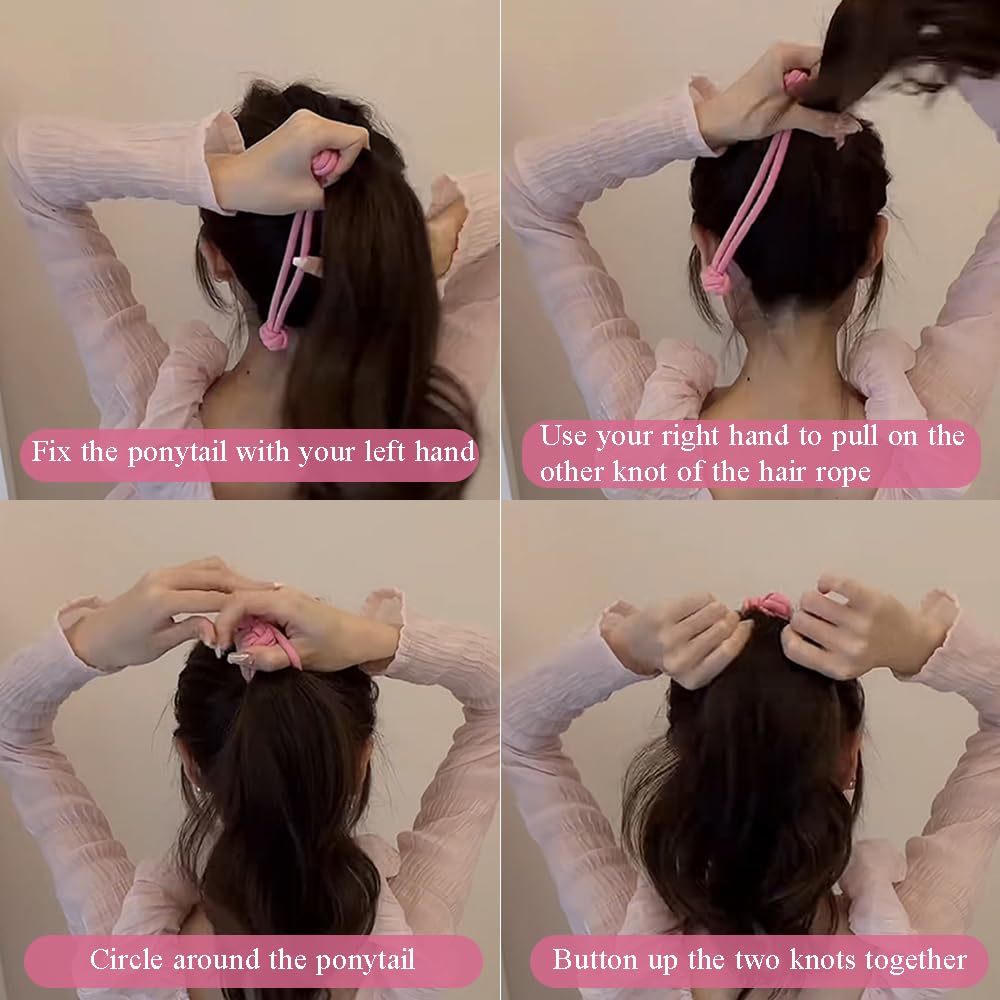 OULIGET hair tie in a high ponytail, demonstrates strong hold benefit
