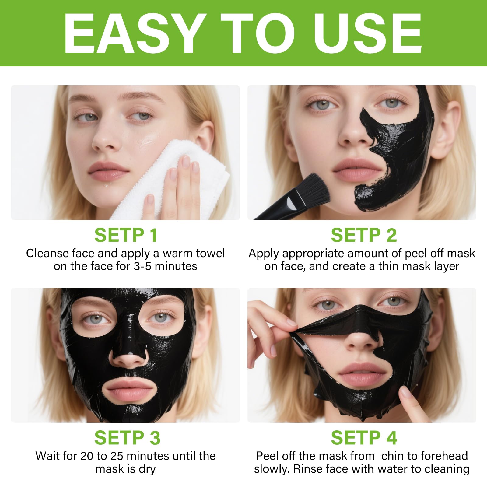 OUPEICHARM bamboo charcoal granules and mask, emphasizing deep-cleansing action