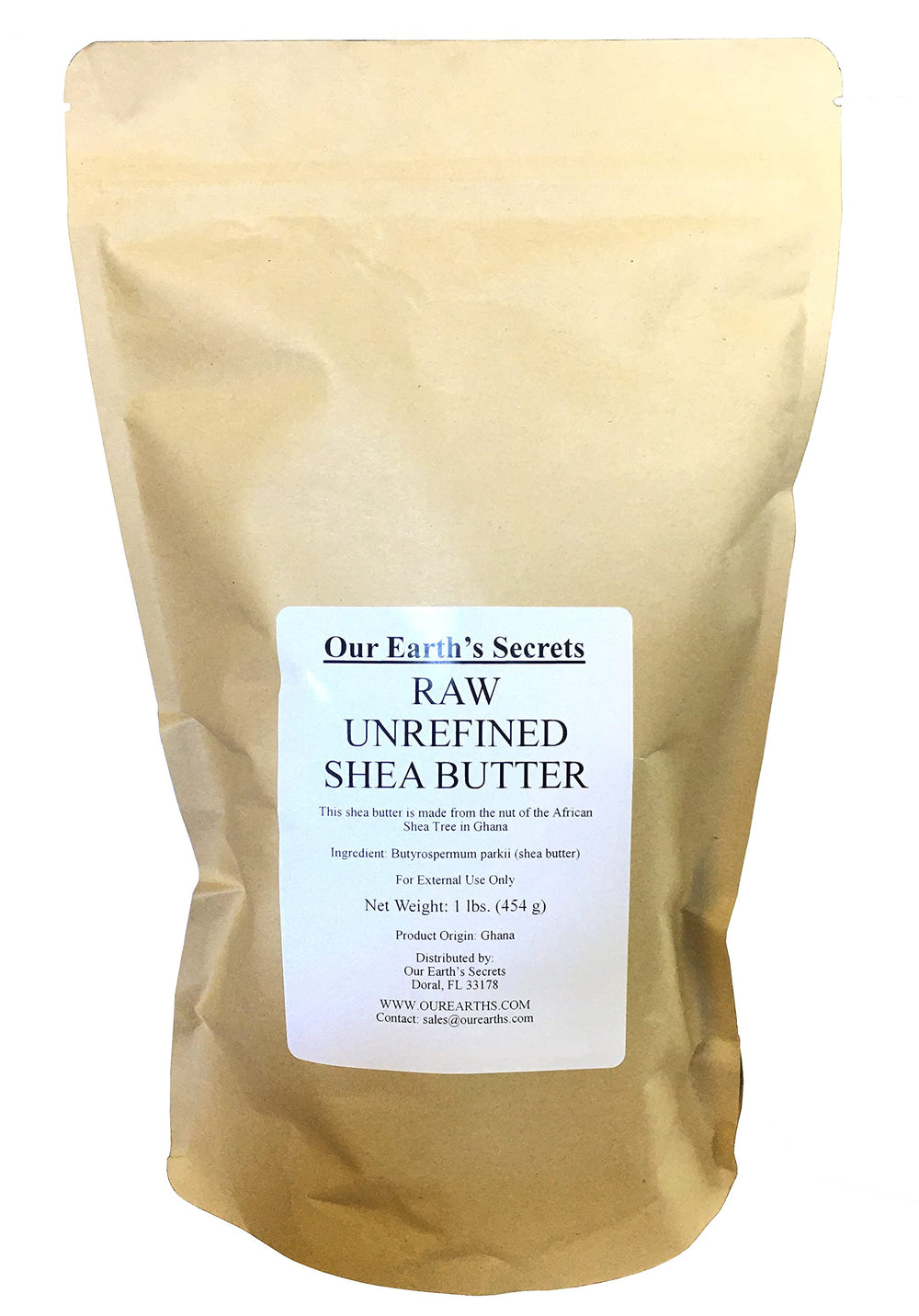 Our Earth's Secrets shea butter placed on bathroom shelf beside jars, natural base for homemade skincare