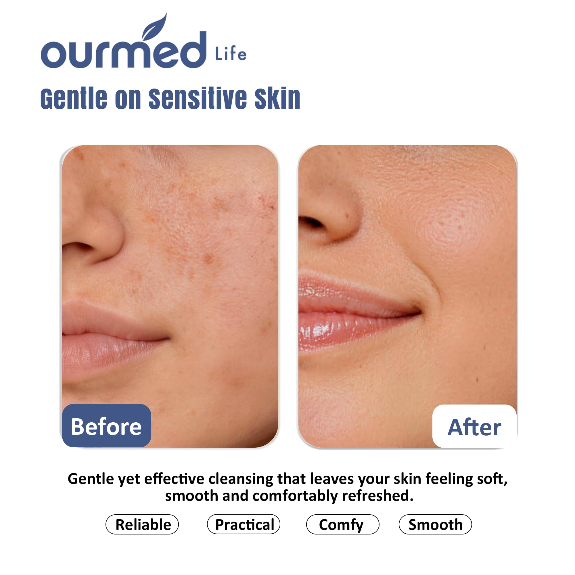 ourmed life close-up of dual-texture fabric showing exfoliating side