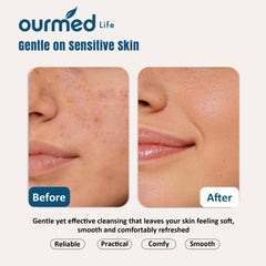 ourmed life stacked pile displays pack quantity and ready-to-use absorbency