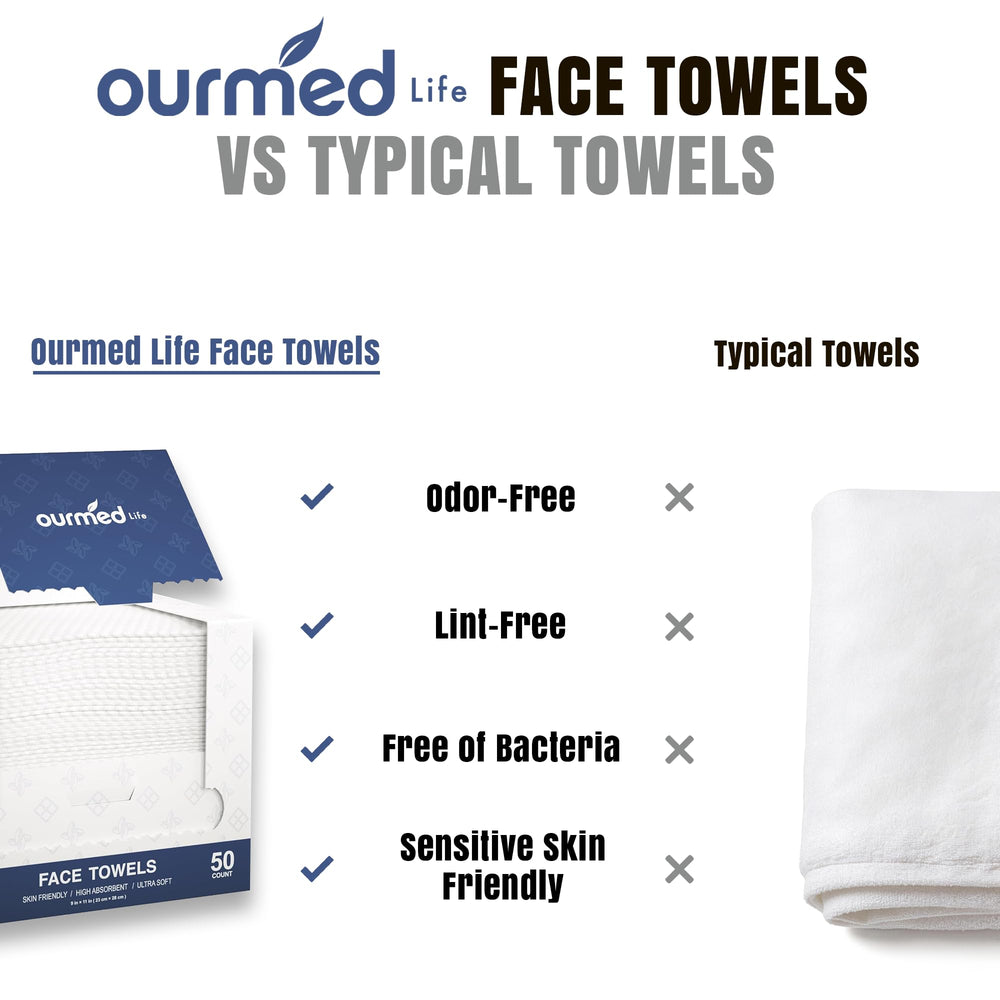 ourmed life damp towel wiping face showing effective cleansing