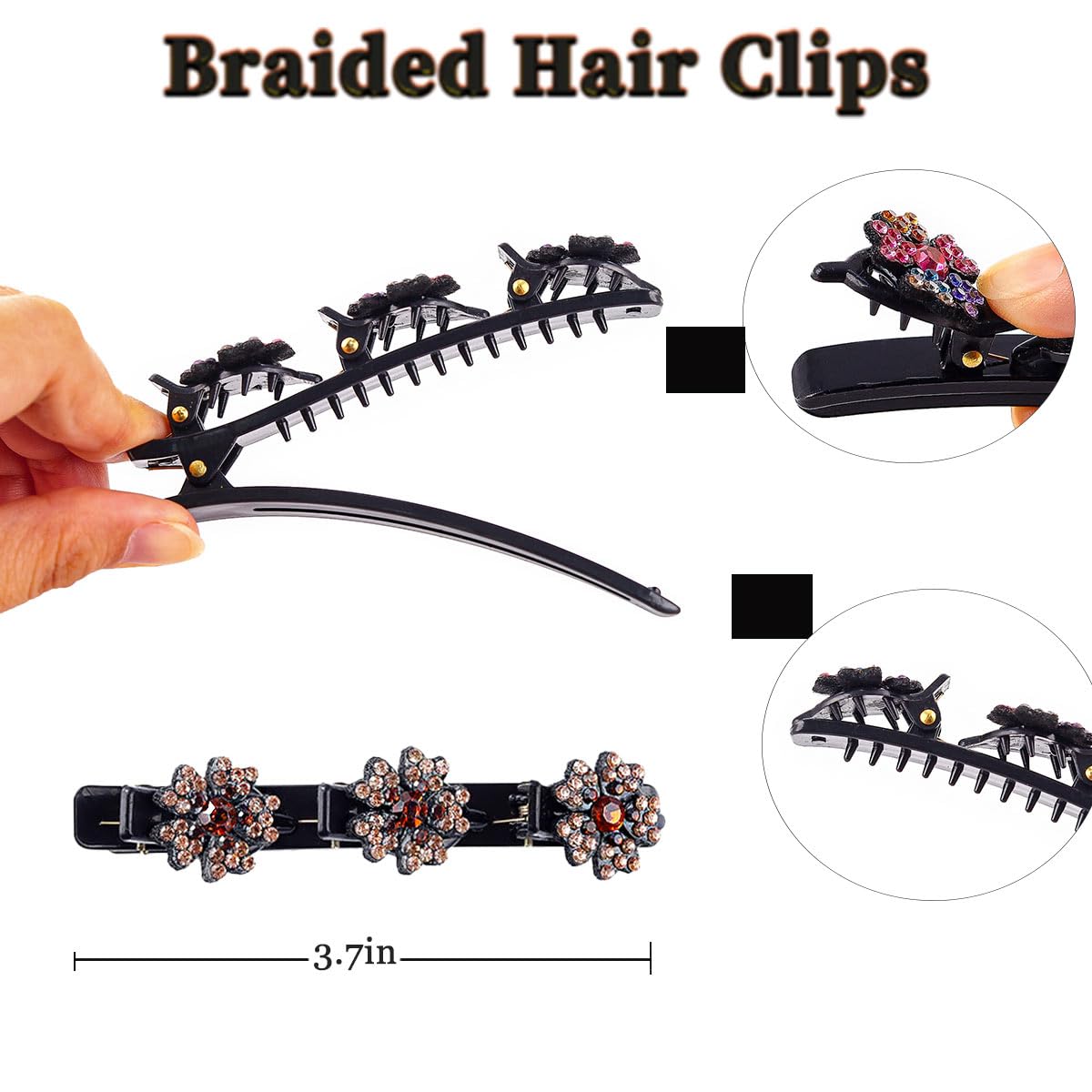 Outyua clip in braided hair demonstrating hold and decorative enhancement