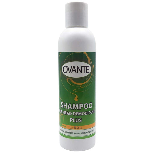 OVANTE extra strength shampoo front packaging showing 6 oz bottle and calming benefits