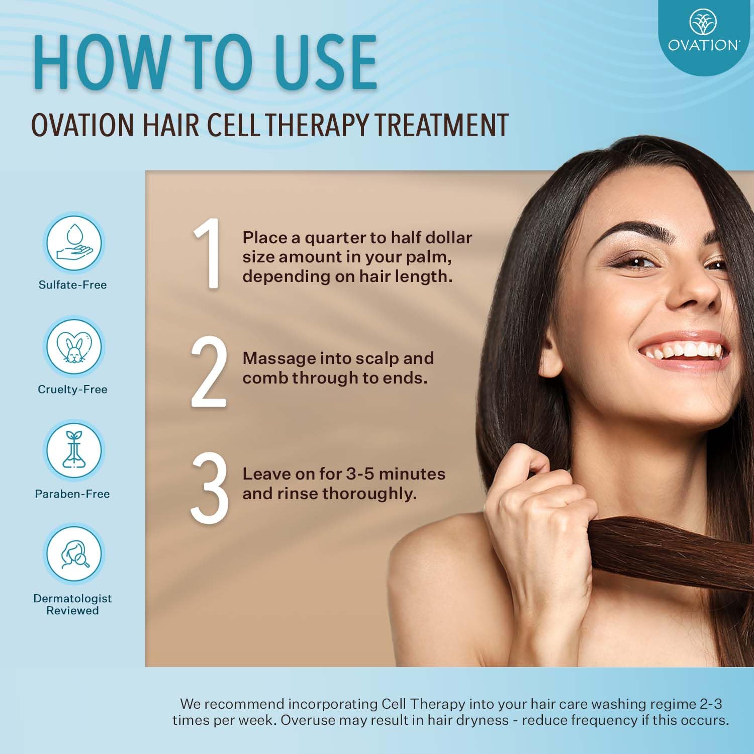 Ovation Hair applied to scalp demonstrating easy application and scalp support