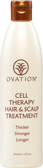 Ovation Hair front bottle view showing product packaging and benefits