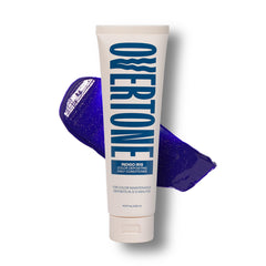 oVertone front packaging Indigo Iris shows vibrant blue tone and quick refresh benefit