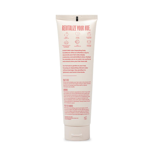 oVertone label and pump close-up highlighting instructions and vegan claim