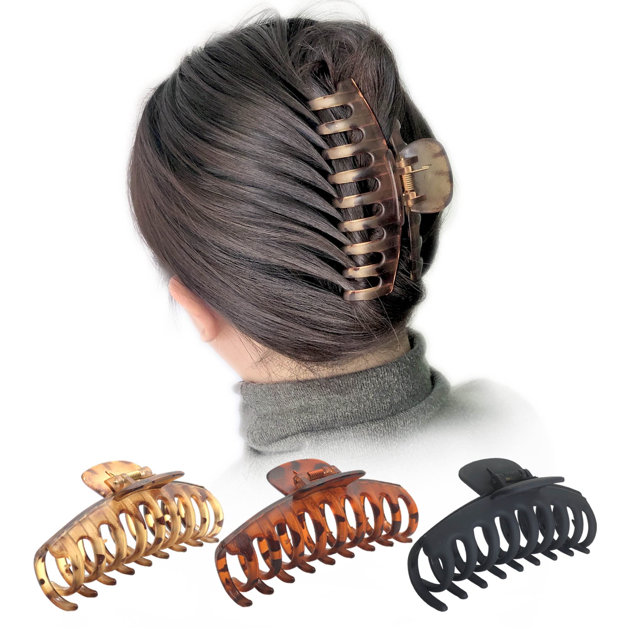 OWIIZI clip securing a high bun for fast comfortable styling