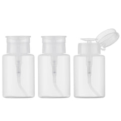owlyee front view of three clear pump bottles showing compact design and visibility