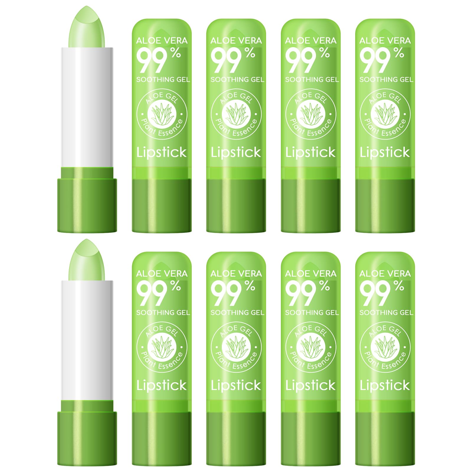 Ownest front packaging showing ten aloe lip balms and product benefits