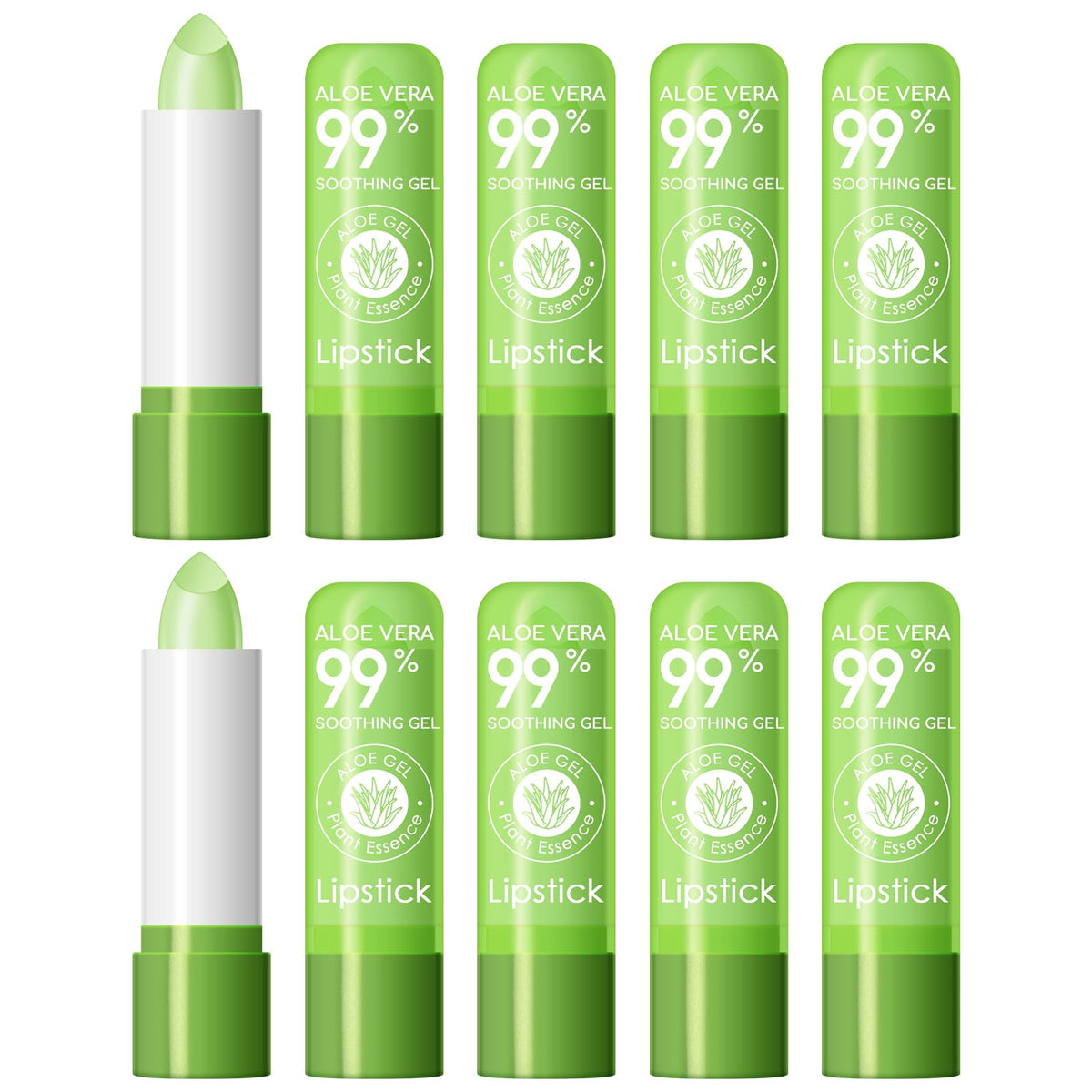 Ownest front packaging showing ten aloe lip balms and product benefits