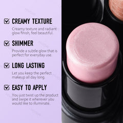Ownest highlighter stick flat tip close-up for quick cheekbone coverage benefit