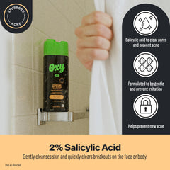 Oxy label close-up highlighting 2% salicylic acid for clearer pores