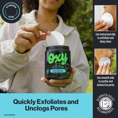 Oxy pads in hand for on-the-go use and quick post-workout freshness