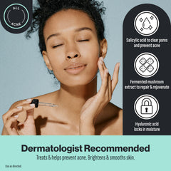 Oxy dropper dispensing serum highlighting precise application control