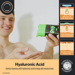 Oxy being applied on back during shower to treat body acne