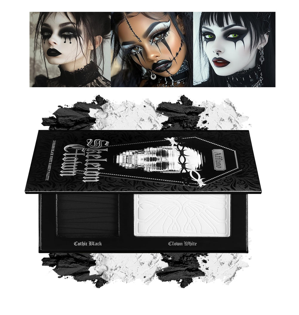 oygcee palette front flatlay showing dual black and white shades for versatile looks