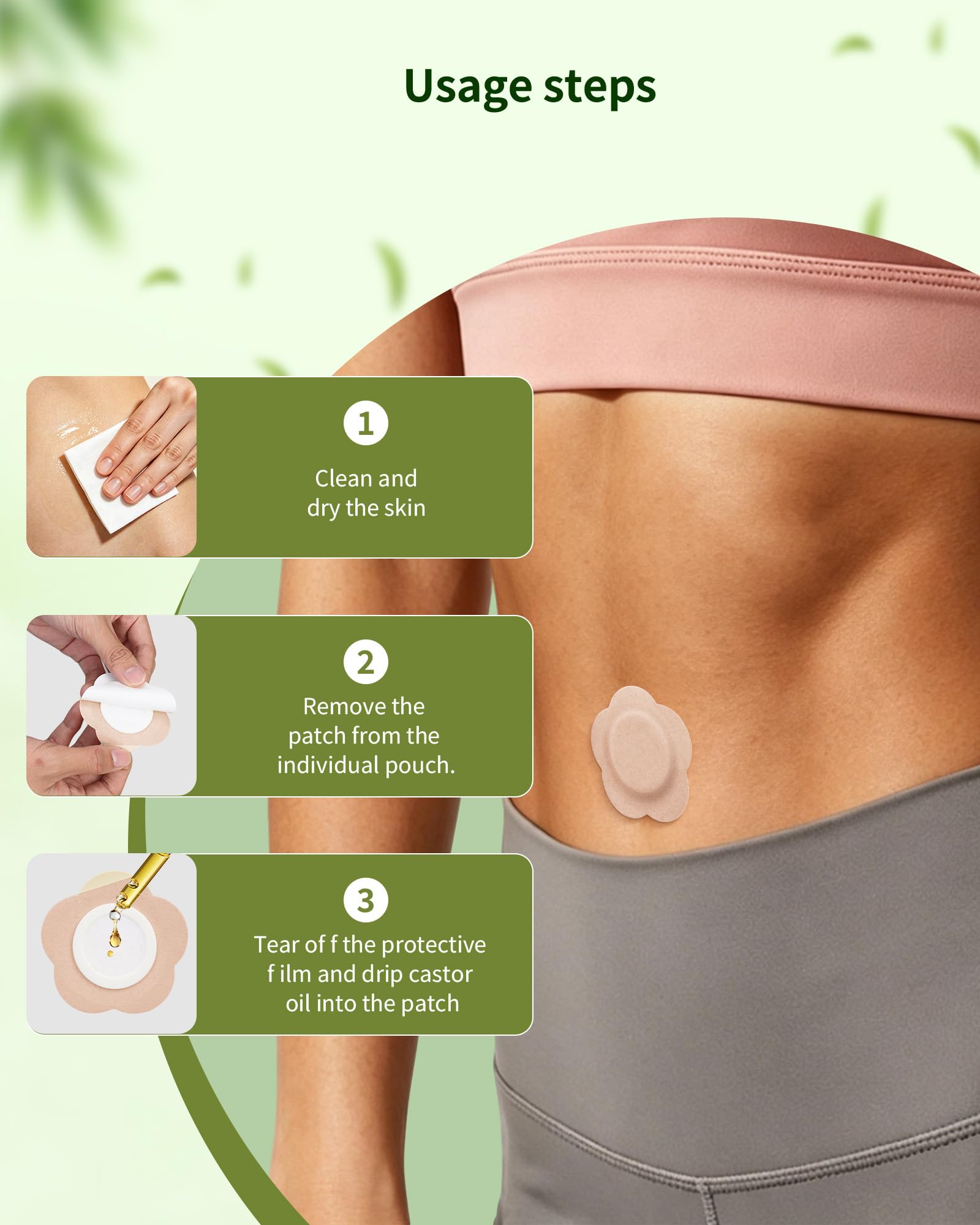 OZWLZV patch applied on belly demonstrating comfortable wear