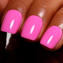 Ozzeal front bottle showing bright pink gel and clear labeling, vivid color payoff