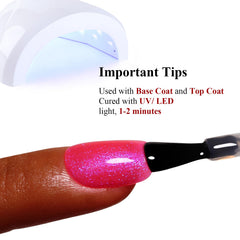 Ozzeal brush stroke swatch showing hot pink iridescent glitter for visual shade choice