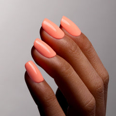 Ozzeal close-up of cured coral finish, highlights glossy salon shine