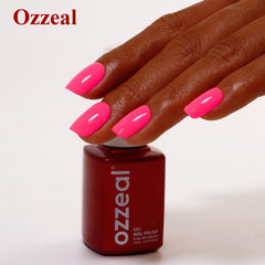 Top cap and label of Ozzeal bottle highlighting product size and professional appearance