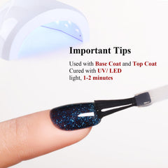 Ozzeal polish curing under LED lamp illustrating fast set time and durable finish benefit