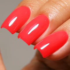 Ozzeal front bottle showing neon strawberry red for vibrant manicures