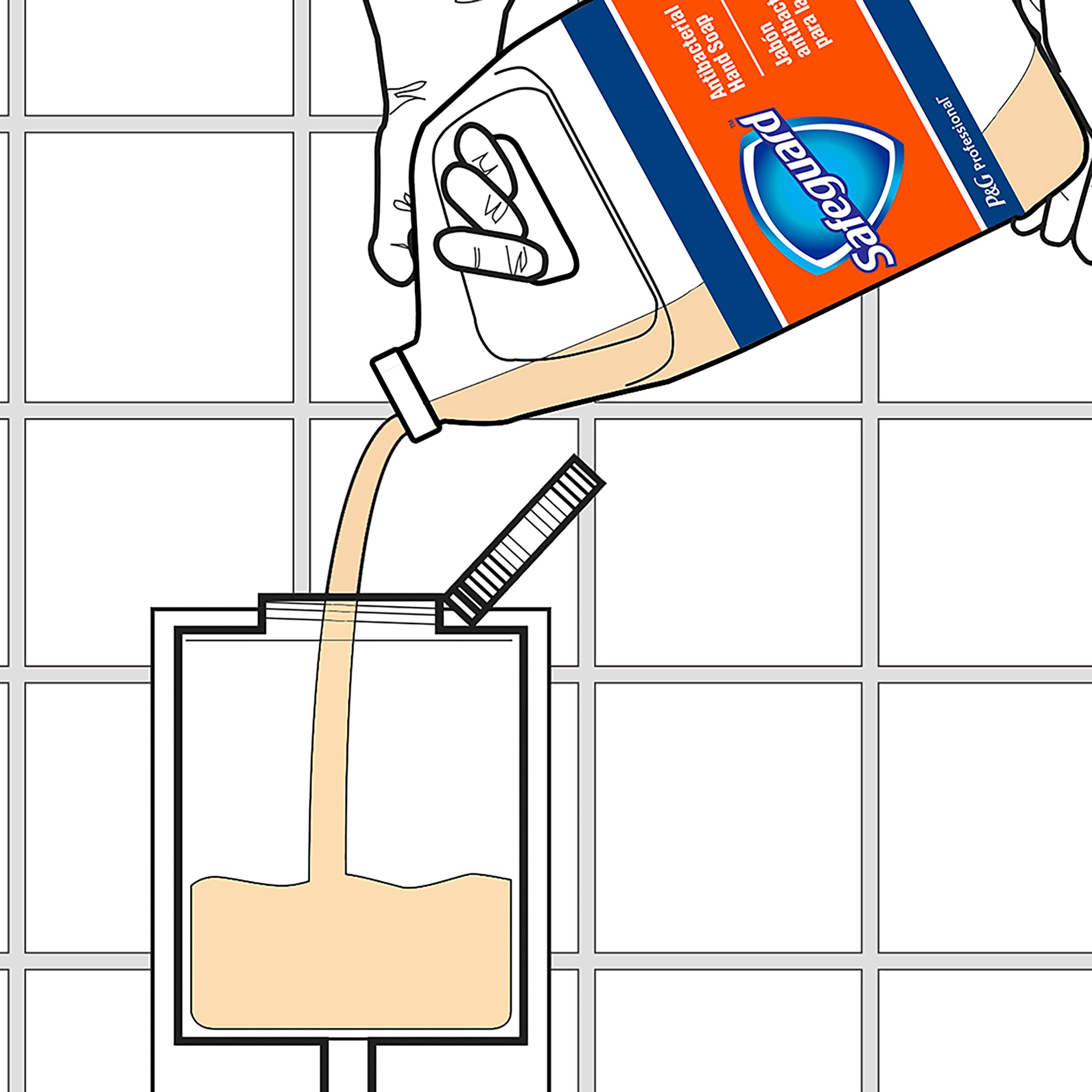 P&G PROFESSIONAL Safeguard being poured into dispenser showing easy refill benefit
