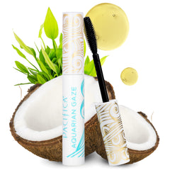 Pacifica Aquarian Gaze beside ruler showing product size and travel-friendly benefit