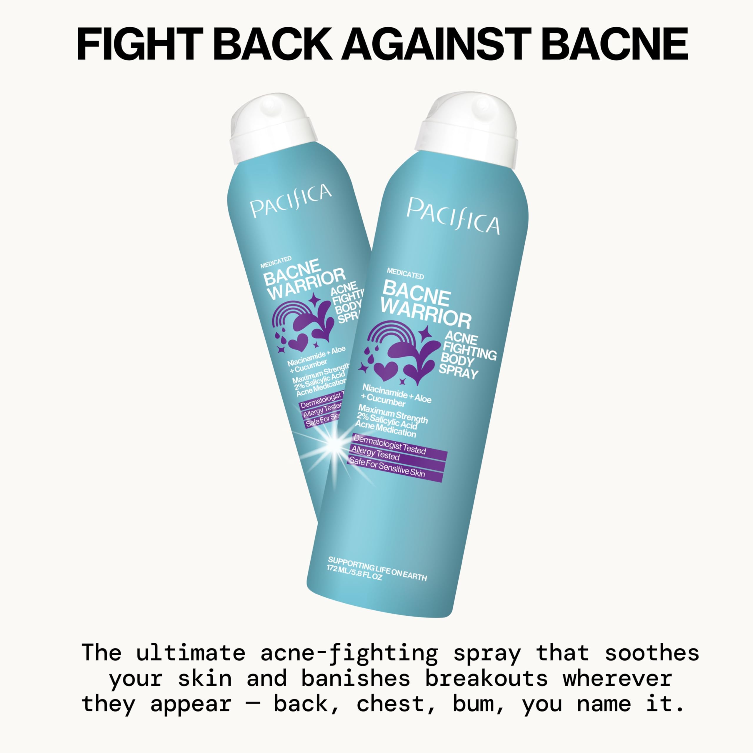 Pacifica Bacne Warrior fine mist spray closeup demonstrating even, easy coverage