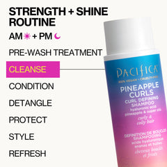 Pacifica bottle on bathroom shelf evoking tropical self-care routine