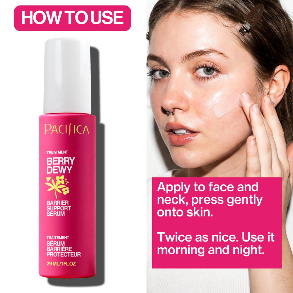 Pacifica serum being applied to hand showing quick absorption benefit