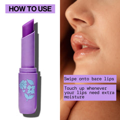 Pacifica Blueberry Crush applied on lips close-up for hydrated glossy finish