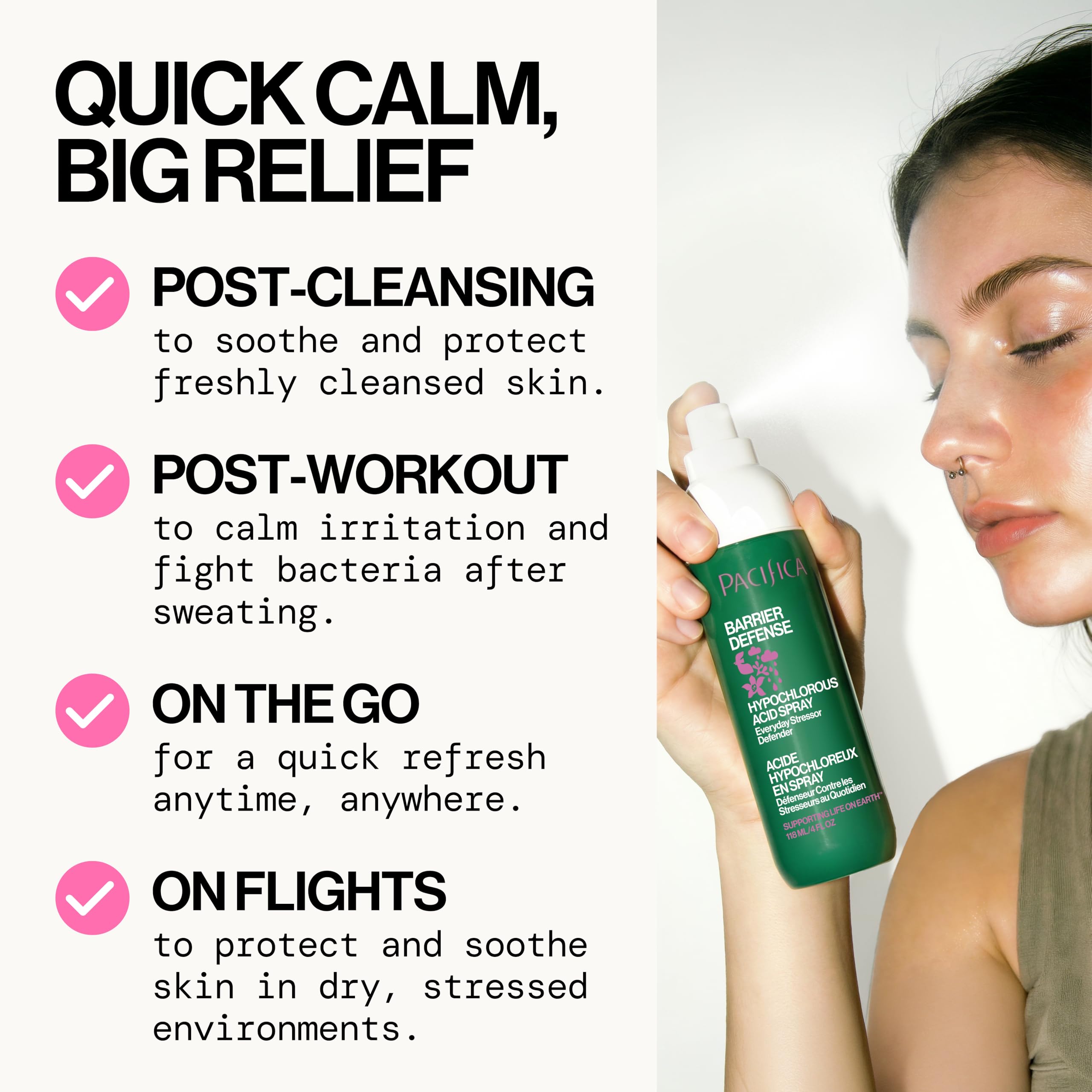 Pacifica bottle label detail highlighting HOCl formula and clean ingredient focus