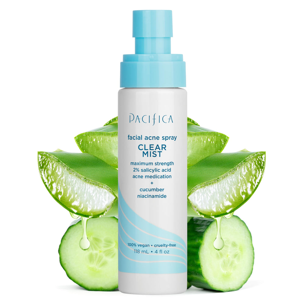 Pacifica Clear Mist front bottle showing packaging and easy treatment