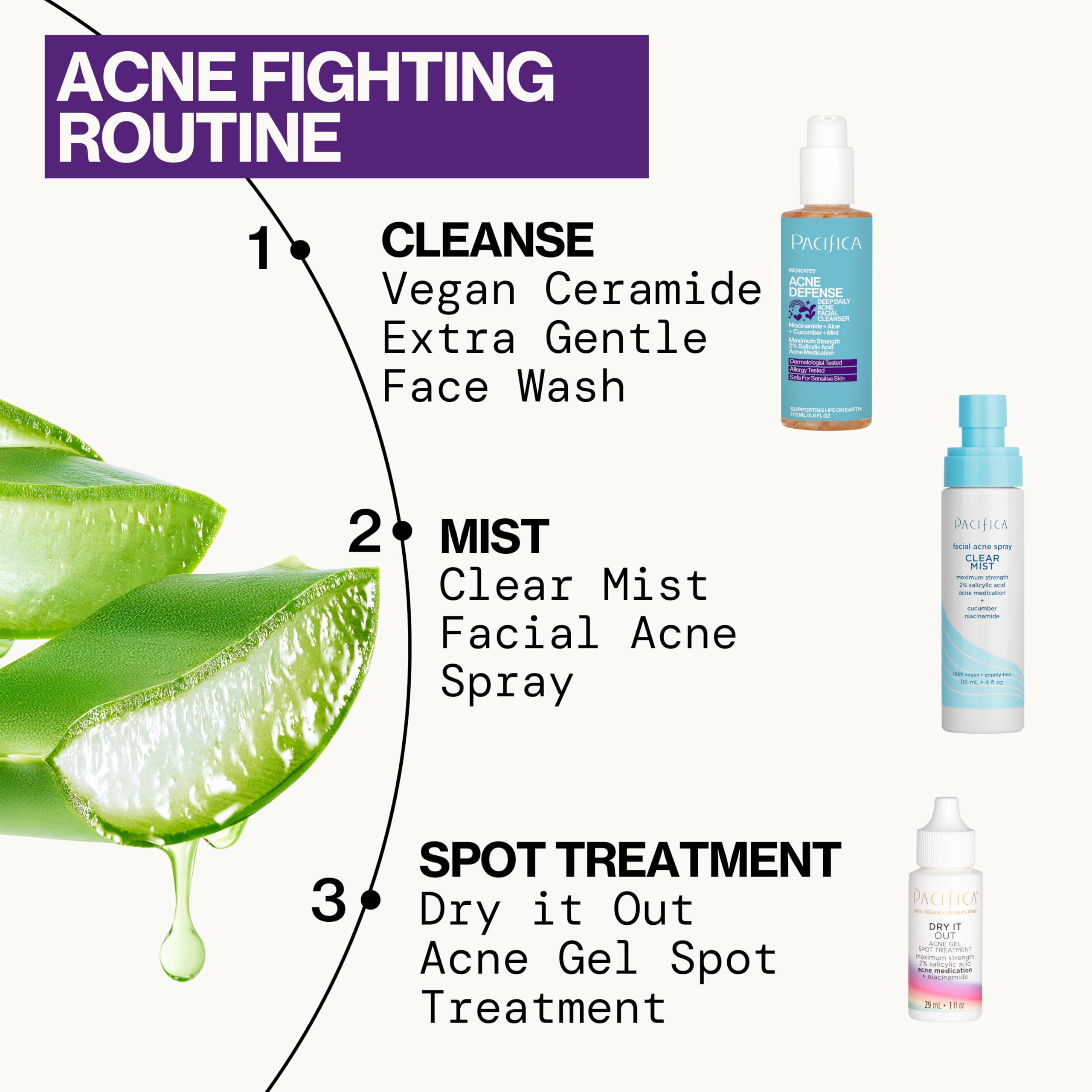 Mist spraying in air from Pacifica bottle showing fine even coverage