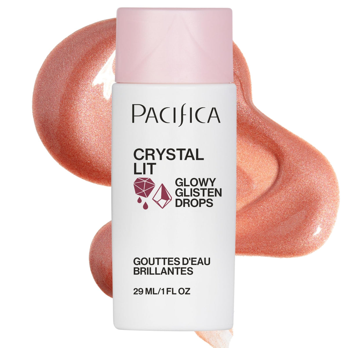 Pacifica Crystal Lit front packaging shows product and benefits