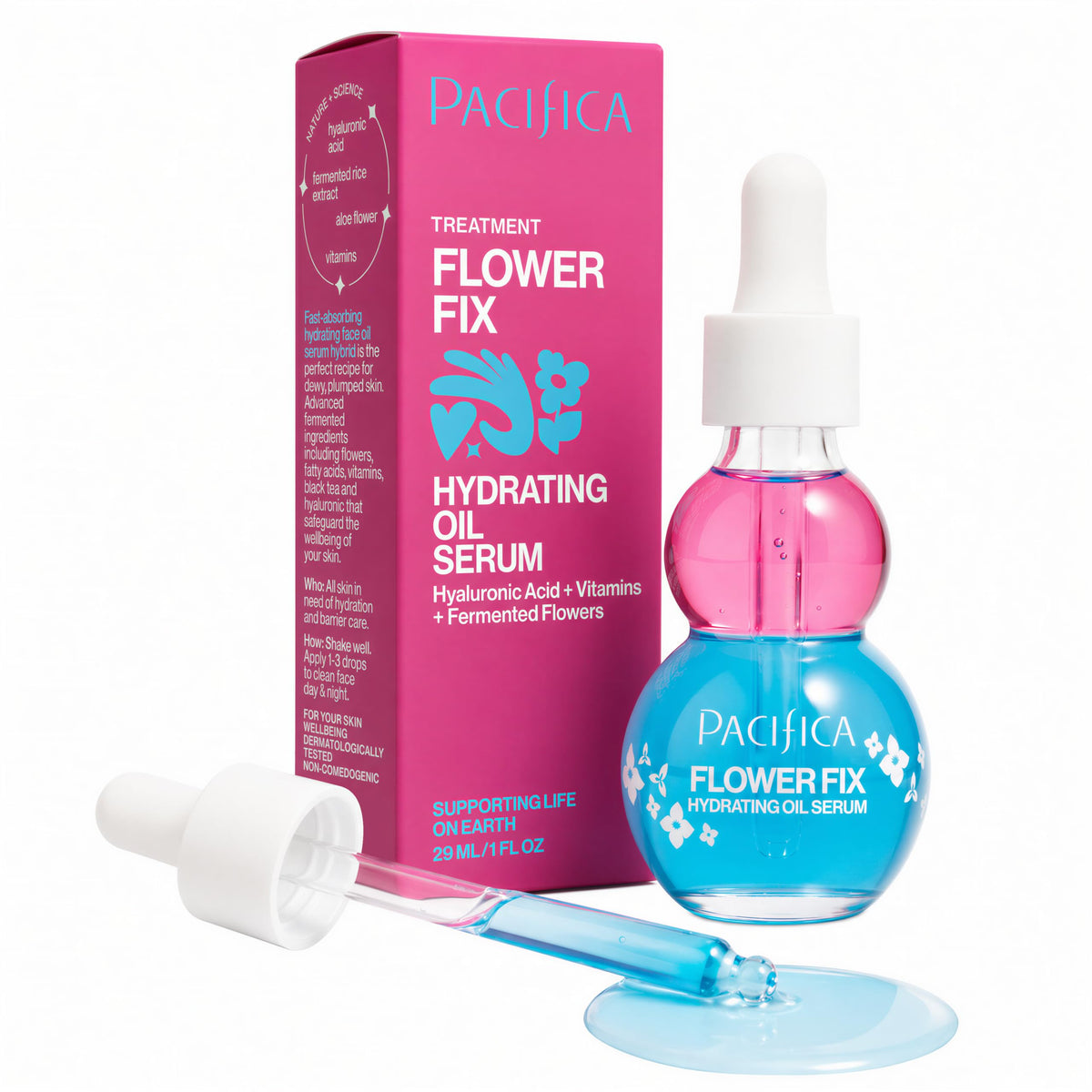 Pacifica Flower Fix front packaging showing bottle and label, suggests gentle hydration