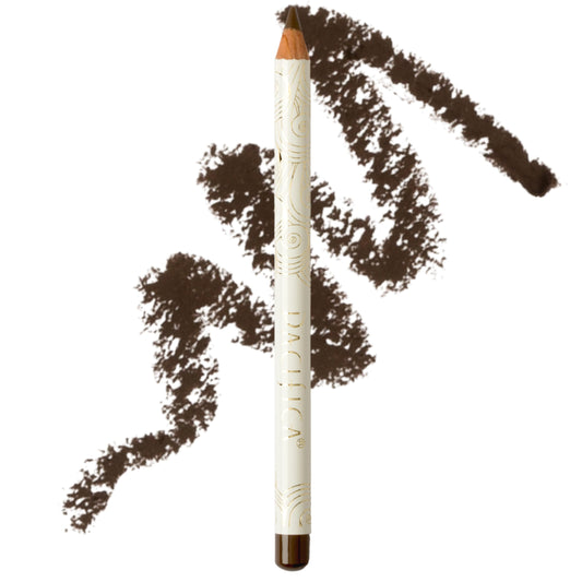 Pacifica front packaging showing Fringe Brown pencil and label, clear ingredient callout