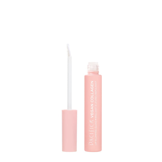 Pacifica front view of gloss packaging showing sleek tube and shade benefit