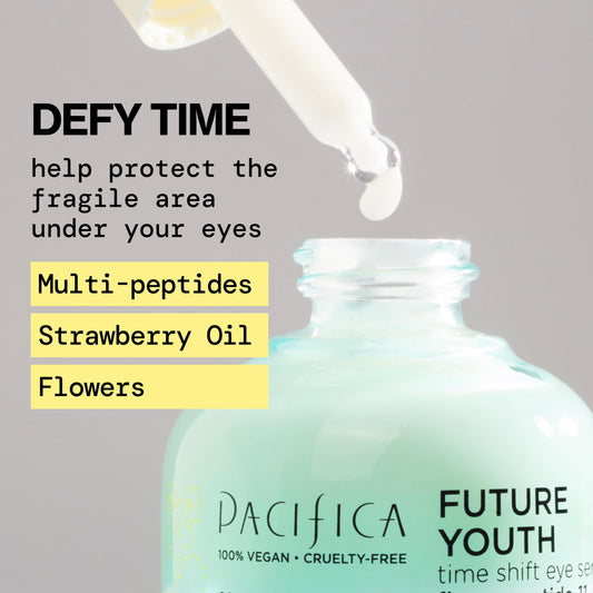 Pacifica serum texture close-up showing lightweight gel, highlights quick absorption benefit
