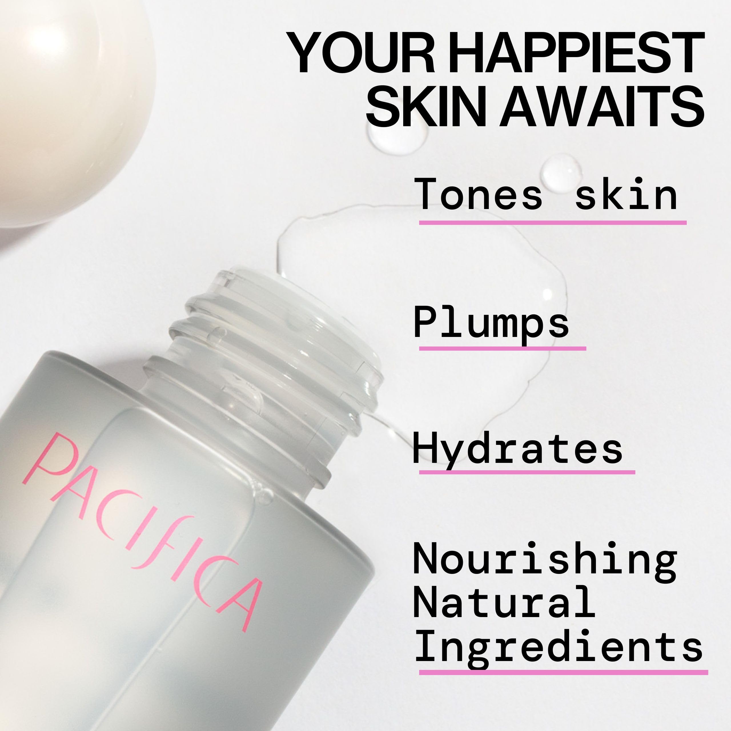 Pacifica Happy Water close-up mist droplets and lightweight texture for fast absorption