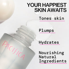 Pacifica Happy Water close-up mist droplets and lightweight texture for fast absorption